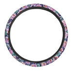 Vintage Lotus Flower Print Car Steering Wheel Cover