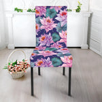 Vintage Lotus Flower Print Dining Chair Slipcover