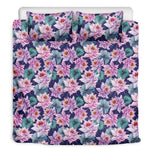 Vintage Lotus Flower Print Duvet Cover Bedding Set