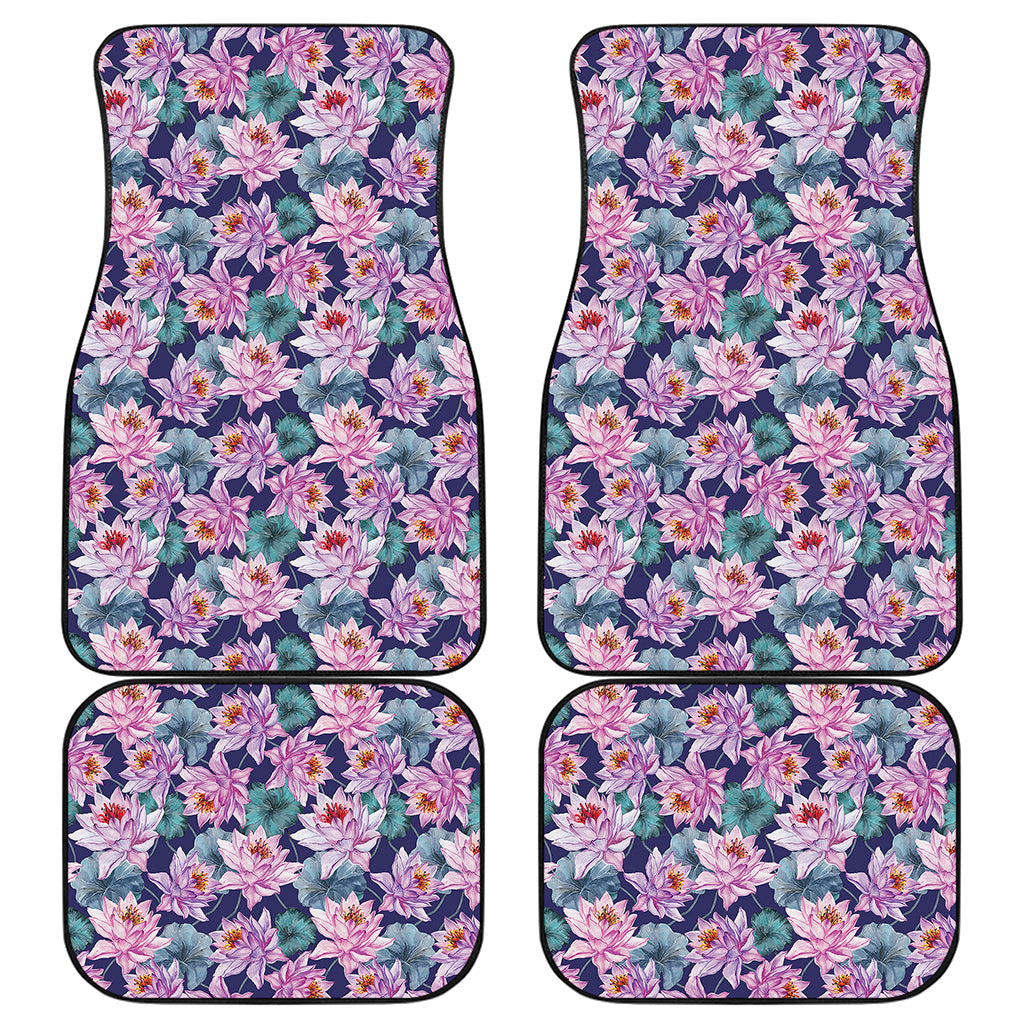 Vintage Lotus Flower Print Front and Back Car Floor Mats