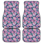Vintage Lotus Flower Print Front and Back Car Floor Mats