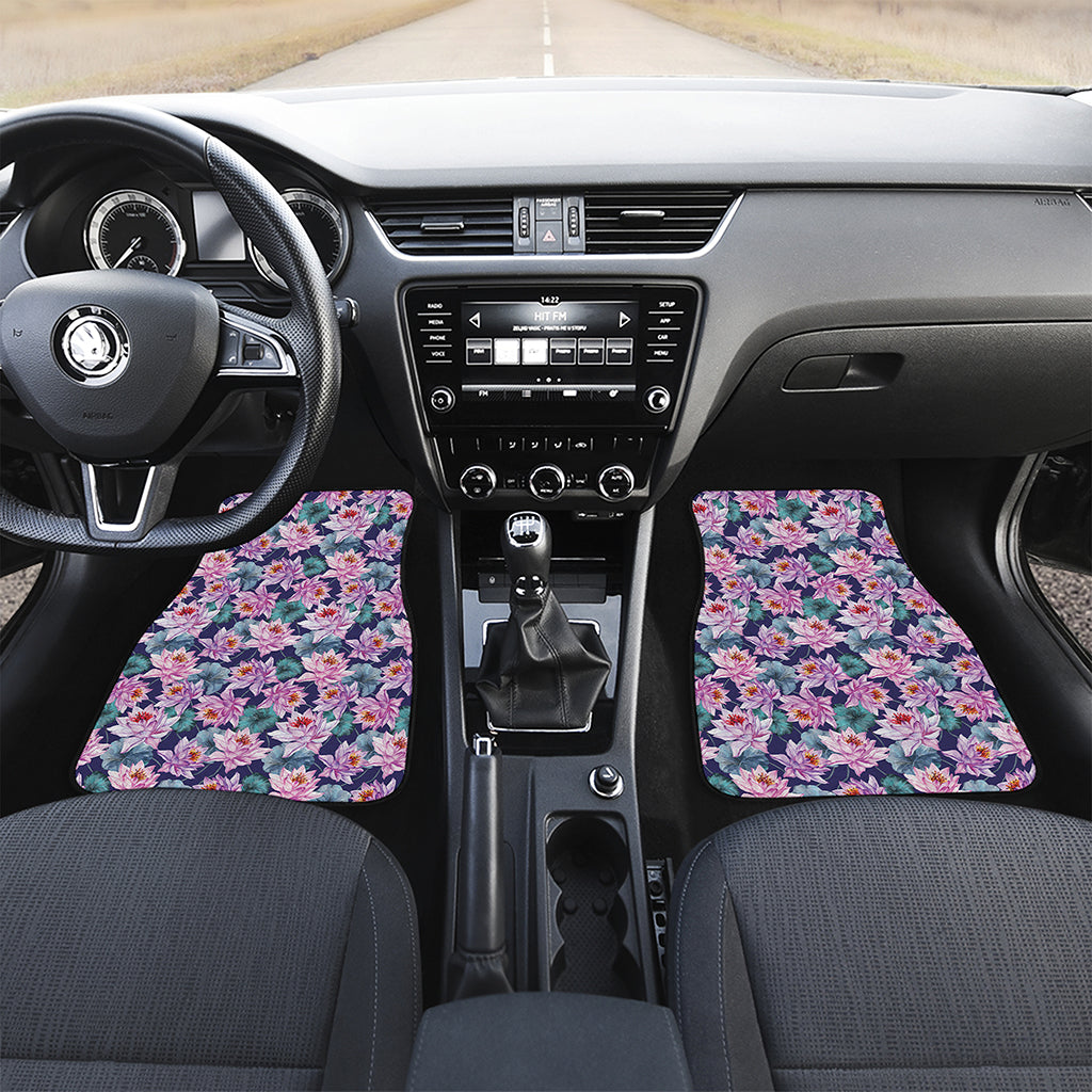 Vintage Lotus Flower Print Front and Back Car Floor Mats
