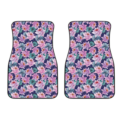 Vintage Lotus Flower Print Front Car Floor Mats