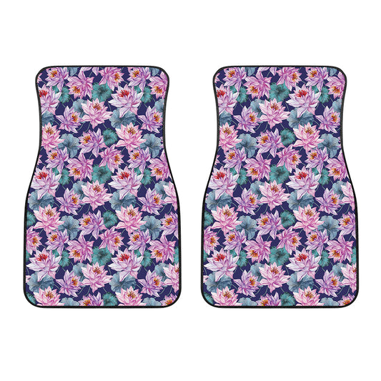 Vintage Lotus Flower Print Front Car Floor Mats