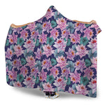 Vintage Lotus Flower Print Hooded Blanket