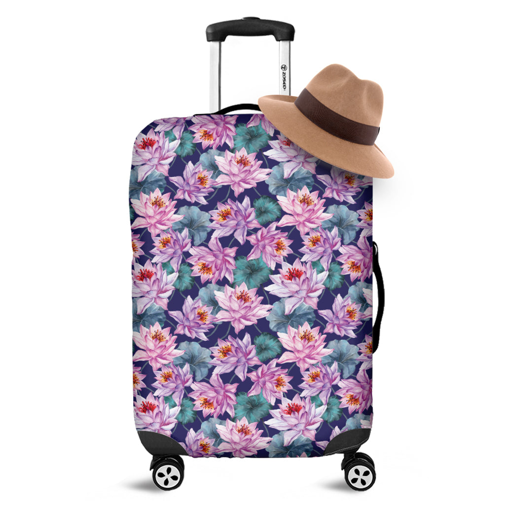 Vintage Lotus Flower Print Luggage Cover