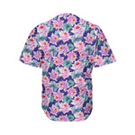 Vintage Lotus Flower Print Men's Baseball Jersey