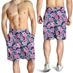 Vintage Lotus Flower Print Men's Shorts
