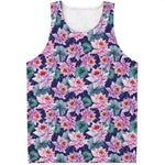 Vintage Lotus Flower Print Men's Tank Top