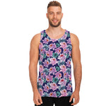 Vintage Lotus Flower Print Men's Tank Top