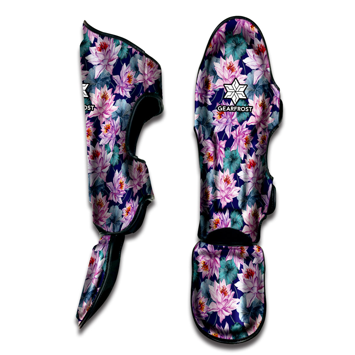 Vintage Lotus Flower Print Muay Thai Shin Guard