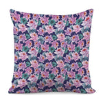 Vintage Lotus Flower Print Pillow Cover