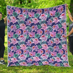 Vintage Lotus Flower Print Quilt