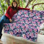 Vintage Lotus Flower Print Quilt