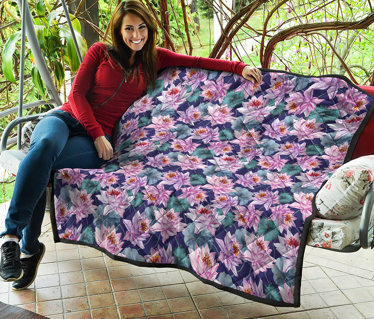 Vintage Lotus Flower Print Quilt