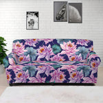 Vintage Lotus Flower Print Sofa Cover