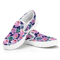 Vintage Lotus Flower Print White Slip On Sneakers