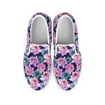 Vintage Lotus Flower Print White Slip On Shoes