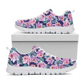 Vintage Lotus Flower Print White Running Shoes