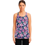 Vintage Lotus Flower Print Women's Racerback Tank Top