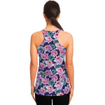 Vintage Lotus Flower Print Women's Racerback Tank Top