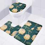 Vintage Lotus Pattern Print 3 Piece Bath Mat Set