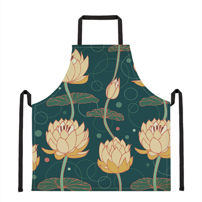 Vintage Lotus Pattern Print Apron