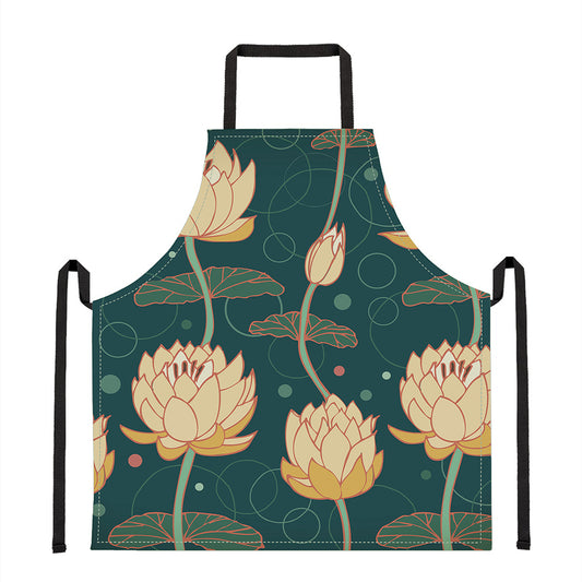 Vintage Lotus Pattern Print Apron
