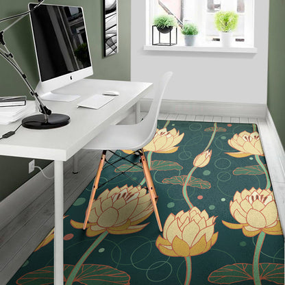 Vintage Lotus Pattern Print Area Rug