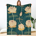 Vintage Lotus Pattern Print Blanket