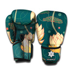 Vintage Lotus Pattern Print Boxing Gloves