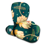 Vintage Lotus Pattern Print Boxing Gloves