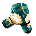 Vintage Lotus Pattern Print Boxing Gloves