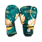 Vintage Lotus Pattern Print Boxing Gloves