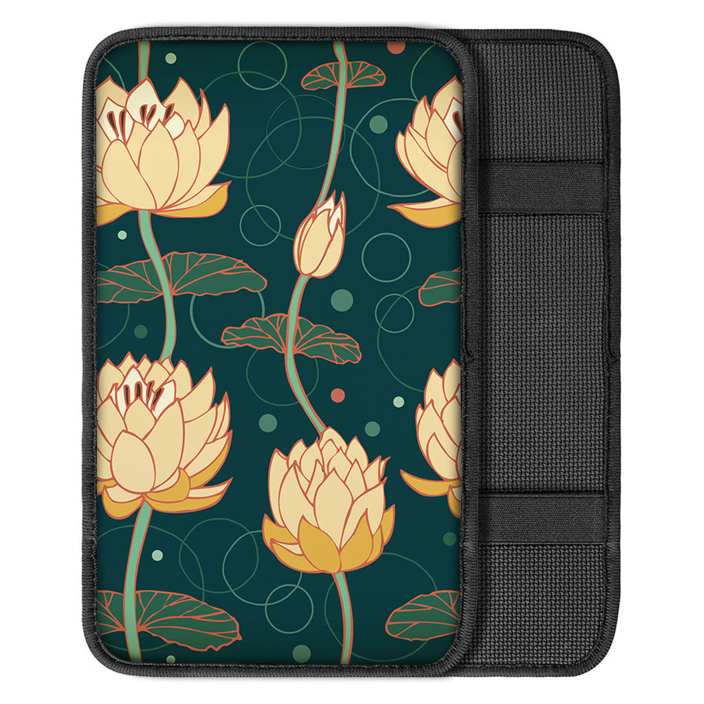 Vintage Lotus Pattern Print Car Center Console Cover