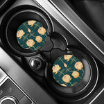 Vintage Lotus Pattern Print Car Coasters