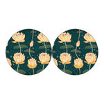 Vintage Lotus Pattern Print Car Coasters