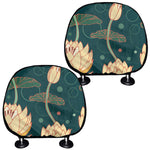 Vintage Lotus Pattern Print Car Headrest Covers