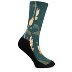 Vintage Lotus Pattern Print Crew Socks