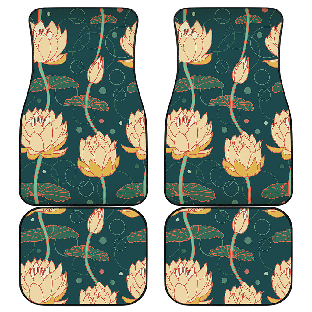Vintage Lotus Pattern Print Front and Back Car Floor Mats