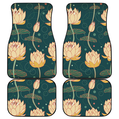 Vintage Lotus Pattern Print Front and Back Car Floor Mats