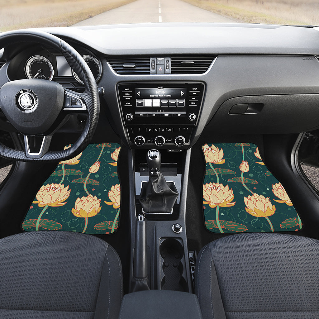Vintage Lotus Pattern Print Front and Back Car Floor Mats
