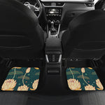 Vintage Lotus Pattern Print Front and Back Car Floor Mats