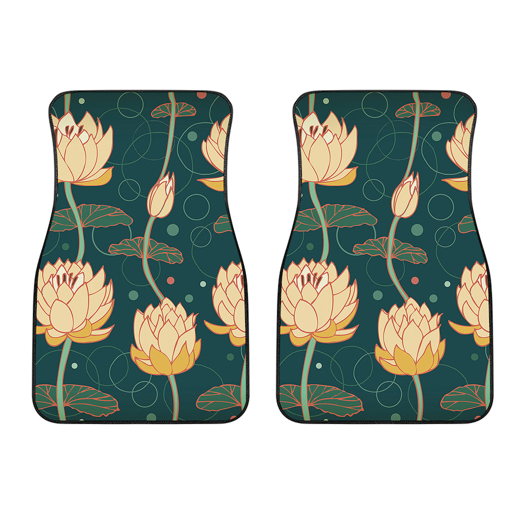 Vintage Lotus Pattern Print Front Car Floor Mats