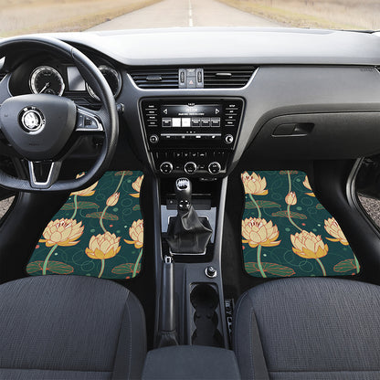 Vintage Lotus Pattern Print Front Car Floor Mats
