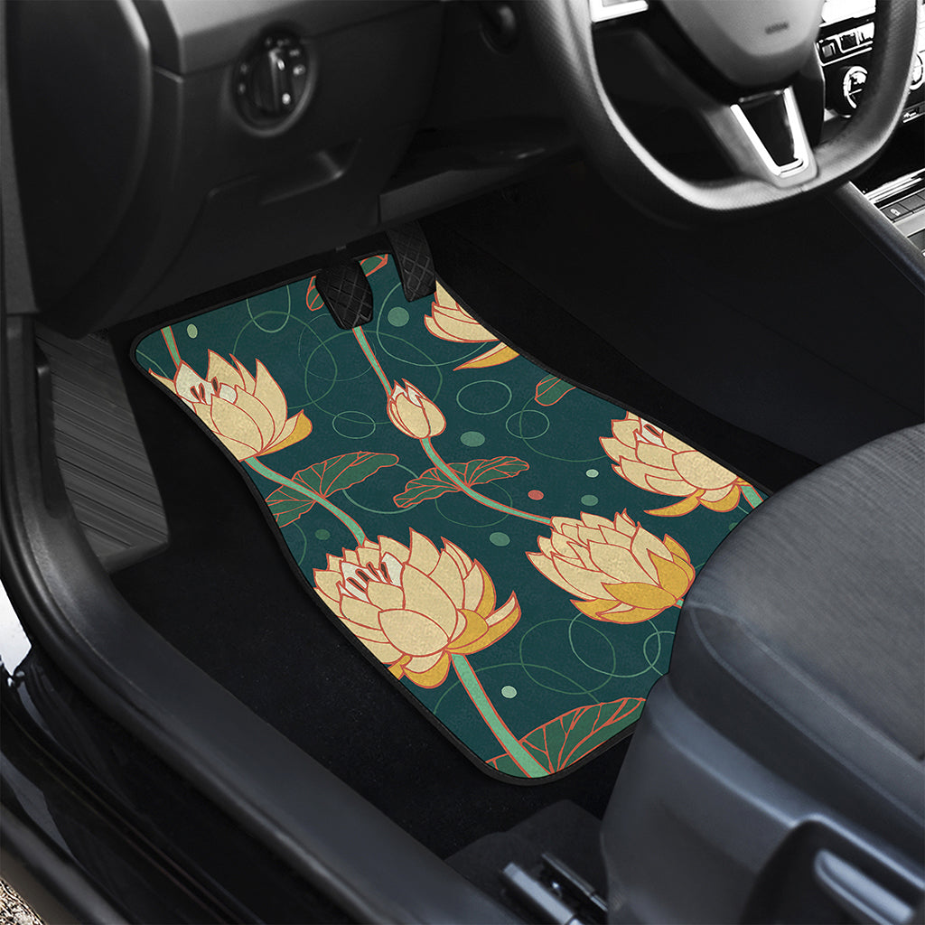 Vintage Lotus Pattern Print Front Car Floor Mats