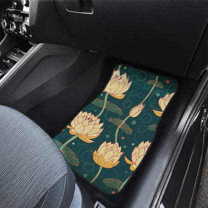 Vintage Lotus Pattern Print Front Car Floor Mats
