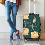 Vintage Lotus Pattern Print Luggage Cover