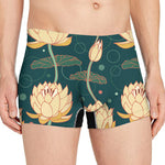 Vintage Lotus Pattern Print Men's Boxer Briefs