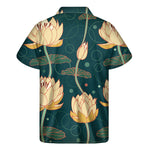 Vintage Lotus Pattern Print Men's Short Sleeve Shirt